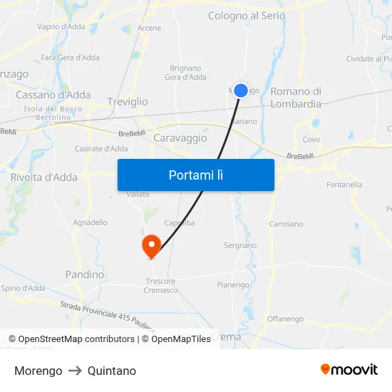 Morengo to Quintano map