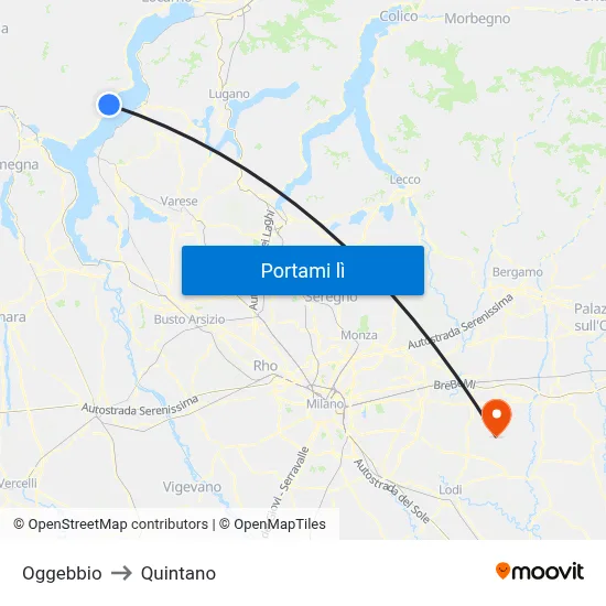 Oggebbio to Quintano map