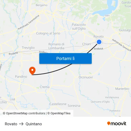 Rovato to Quintano map