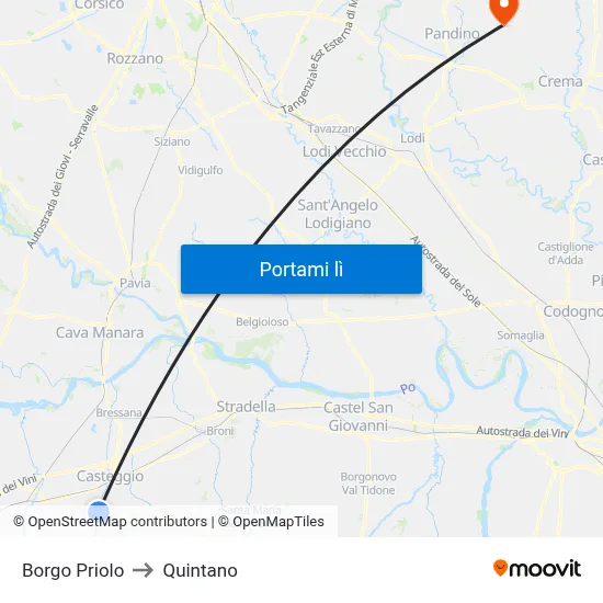 Borgo Priolo to Quintano map