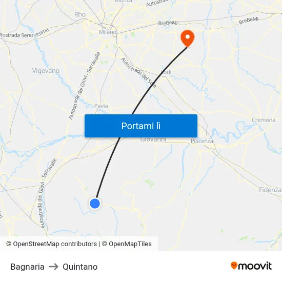 Bagnaria to Quintano map