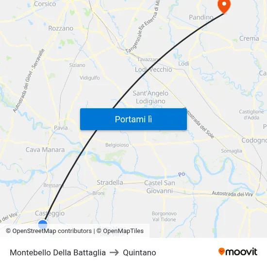 Montebello Della Battaglia to Quintano map