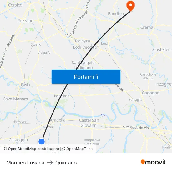 Mornico Losana to Quintano map