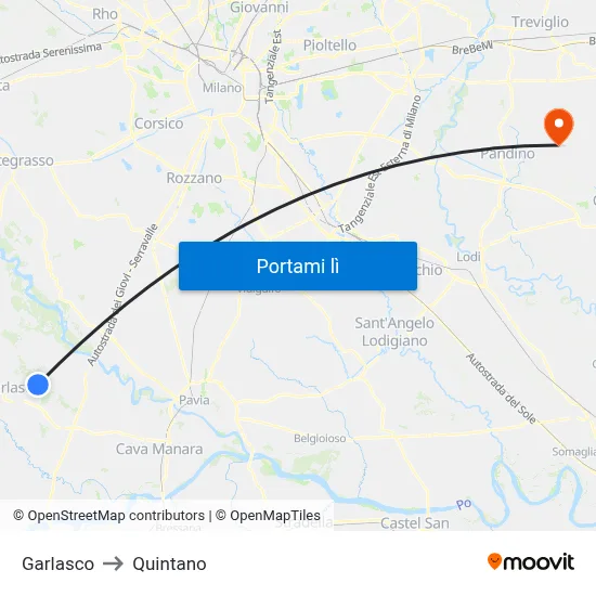 Garlasco to Quintano map