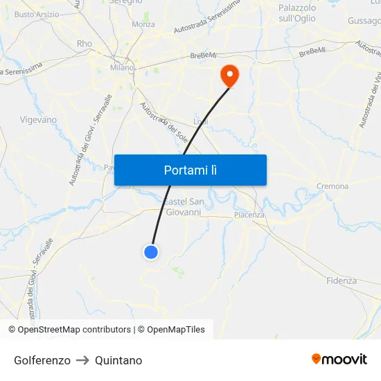 Golferenzo to Quintano map