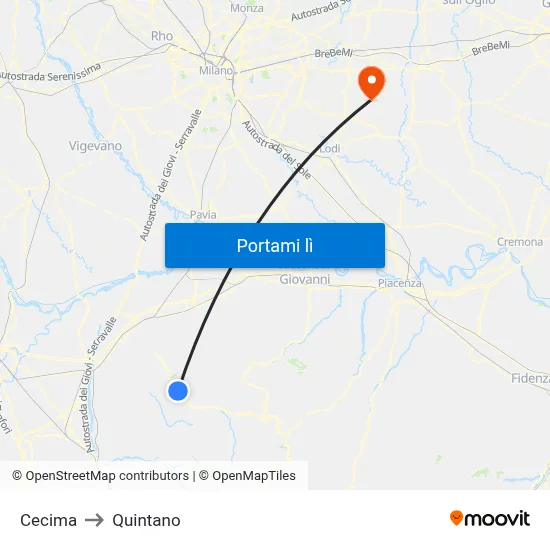 Cecima to Quintano map