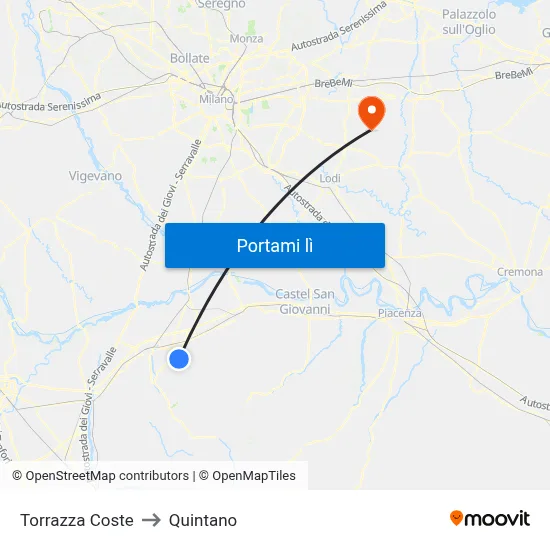Torrazza Coste to Quintano map