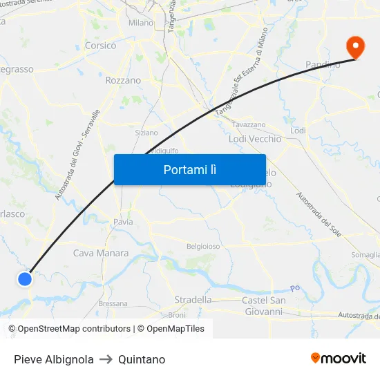 Pieve Albignola to Quintano map
