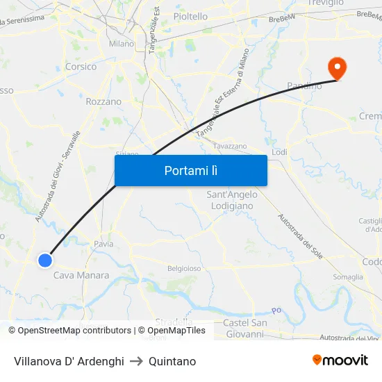 Villanova D' Ardenghi to Quintano map