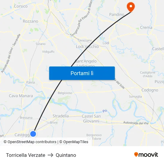 Torricella Verzate to Quintano map