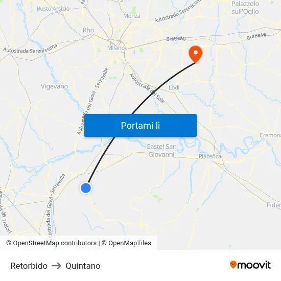Retorbido to Quintano map