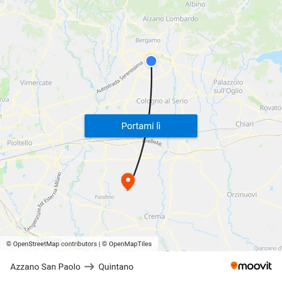Azzano San Paolo to Quintano map