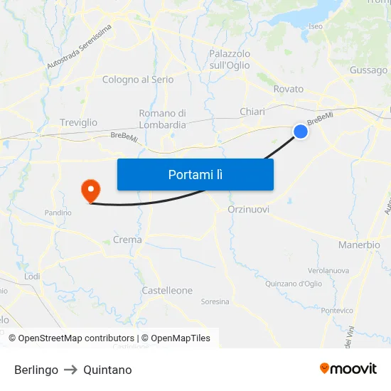 Berlingo to Quintano map