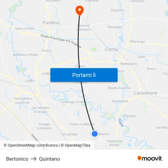 Bertonico to Quintano map