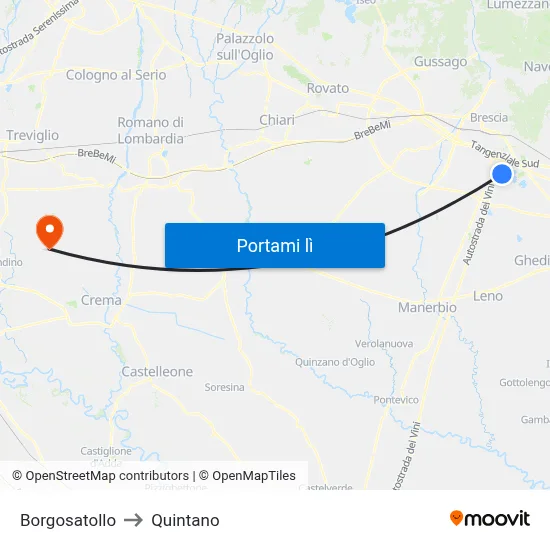 Borgosatollo to Quintano map