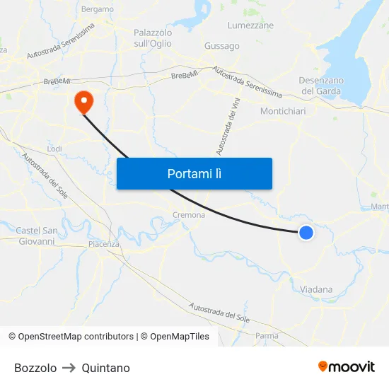 Bozzolo to Quintano map