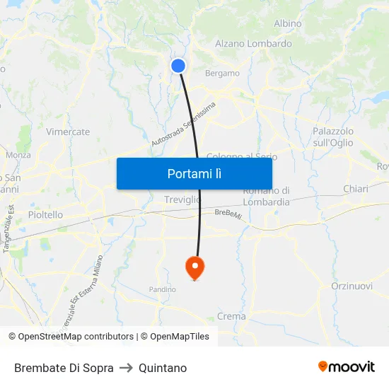 Brembate Di Sopra to Quintano map