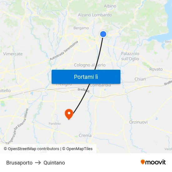 Brusaporto to Quintano map
