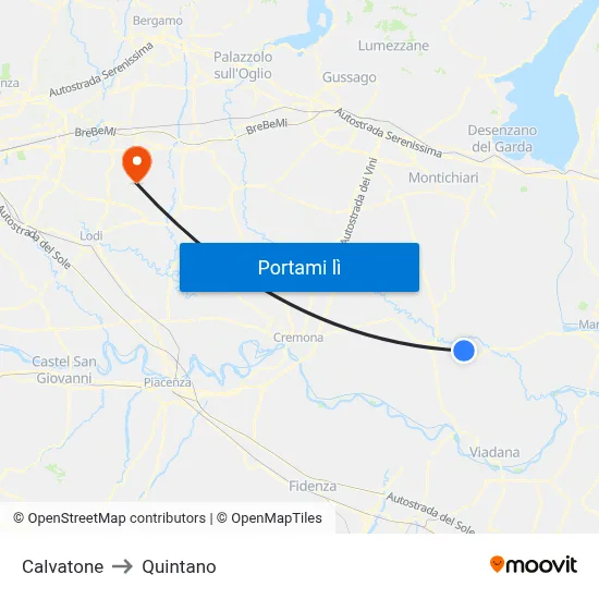 Calvatone to Quintano map