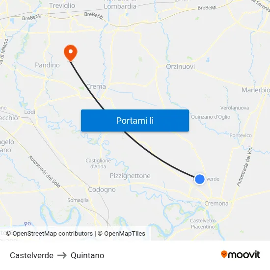 Castelverde to Quintano map