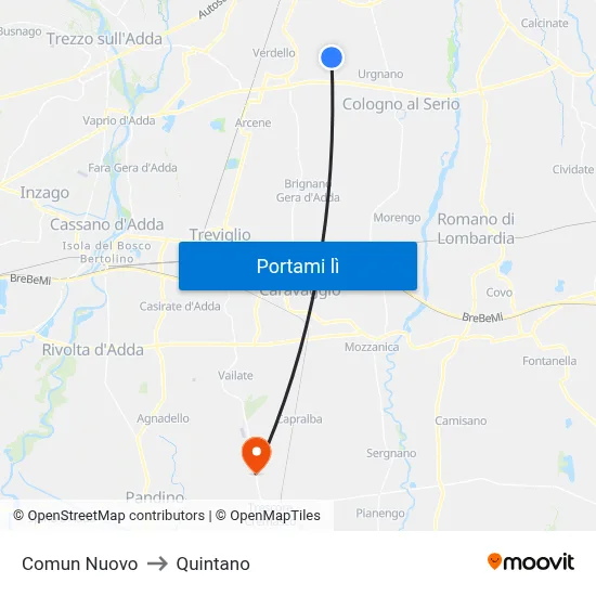 Comun Nuovo to Quintano map