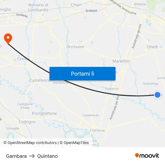Gambara to Quintano map