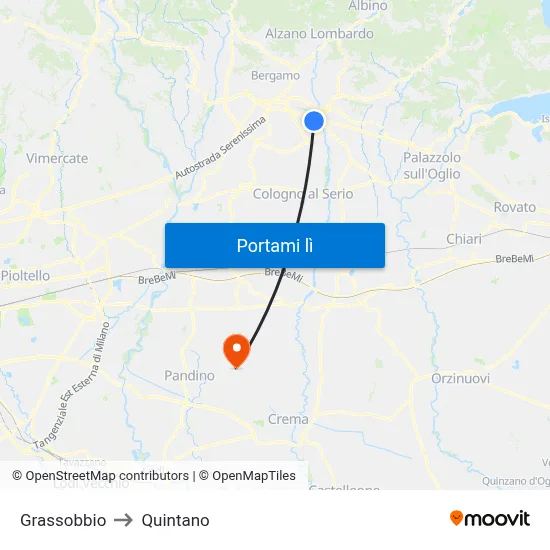 Grassobbio to Quintano map