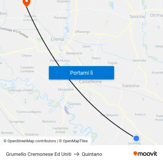 Grumello Cremonese Ed Uniti to Quintano map