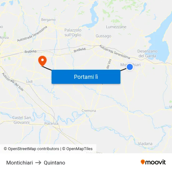 Montichiari to Quintano map