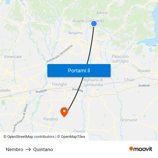 Nembro to Quintano map