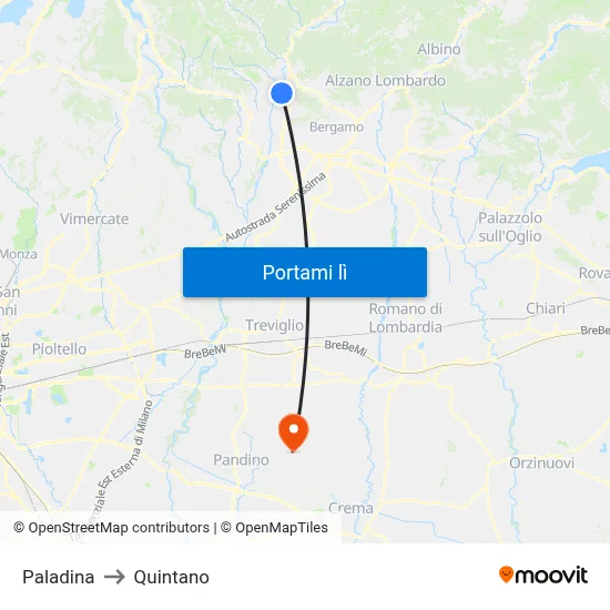 Paladina to Quintano map