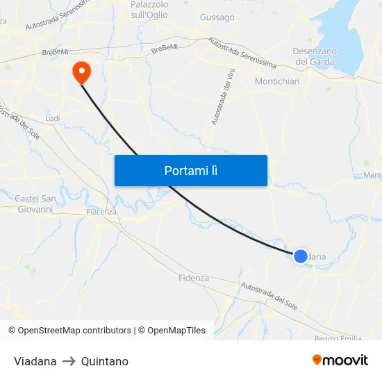 Viadana to Quintano map