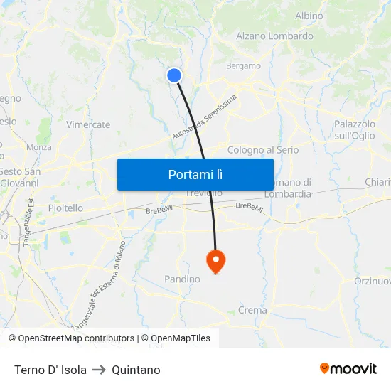Terno D' Isola to Quintano map