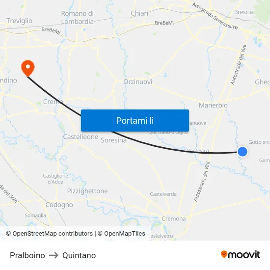 Pralboino to Quintano map