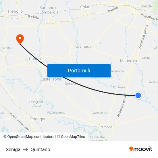 Seniga to Quintano map