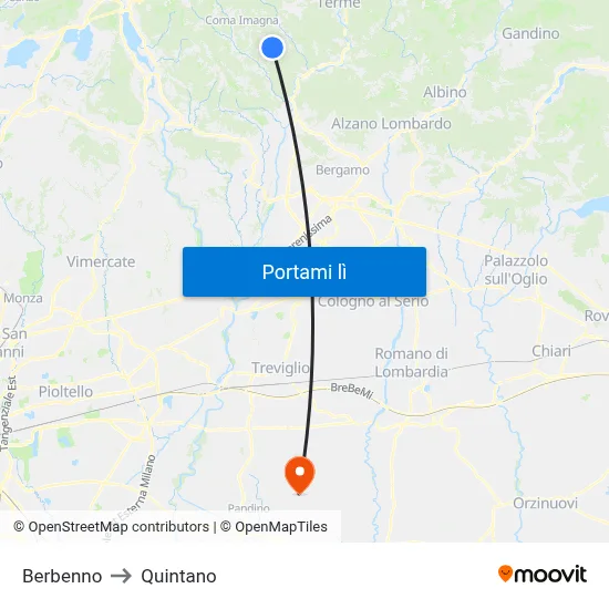 Berbenno to Quintano map