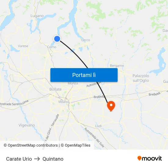 Carate Urio to Quintano map