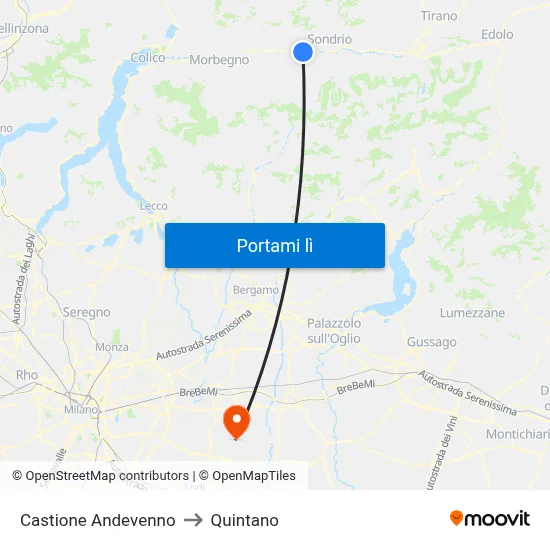 Castione Andevenno to Quintano map
