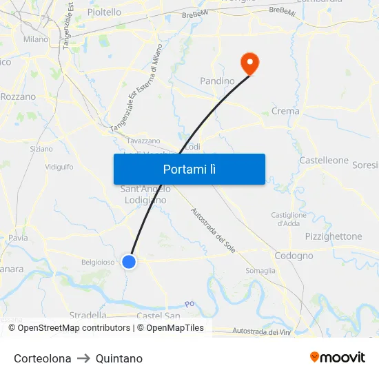 Corteolona to Quintano map