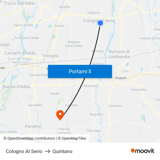 Cologno Al Serio to Quintano map