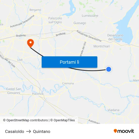 Casaloldo to Quintano map