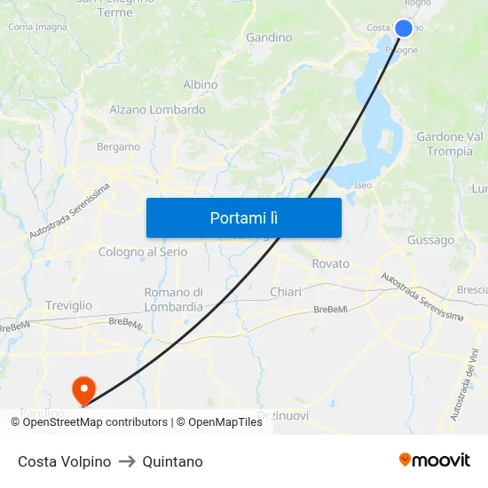 Costa Volpino to Quintano map