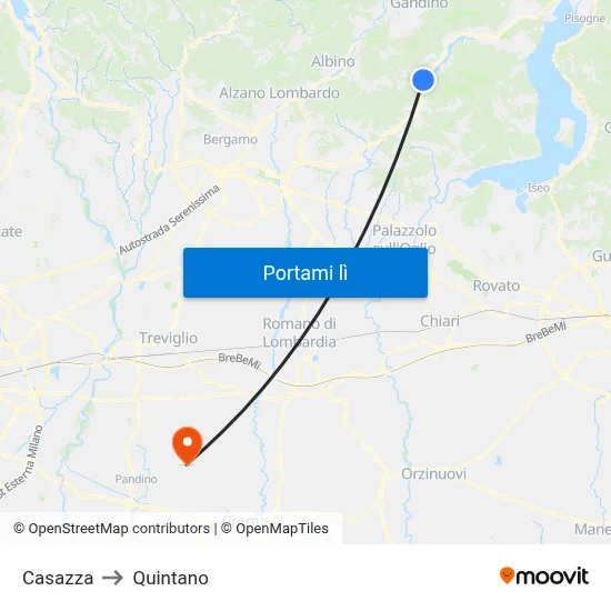 Casazza to Quintano map
