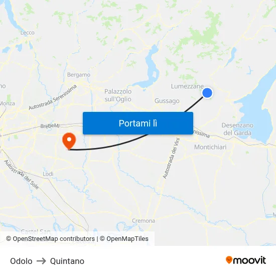 Odolo to Quintano map