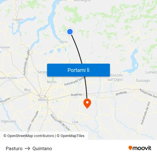 Pasturo to Quintano map