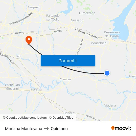 Mariana Mantovana to Quintano map