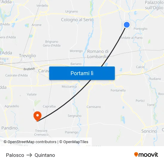 Palosco to Quintano map