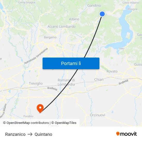 Ranzanico to Quintano map