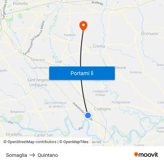Somaglia to Quintano map