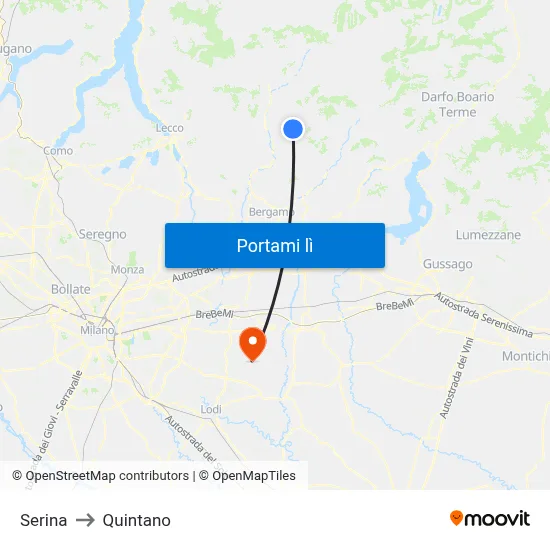 Serina to Quintano map